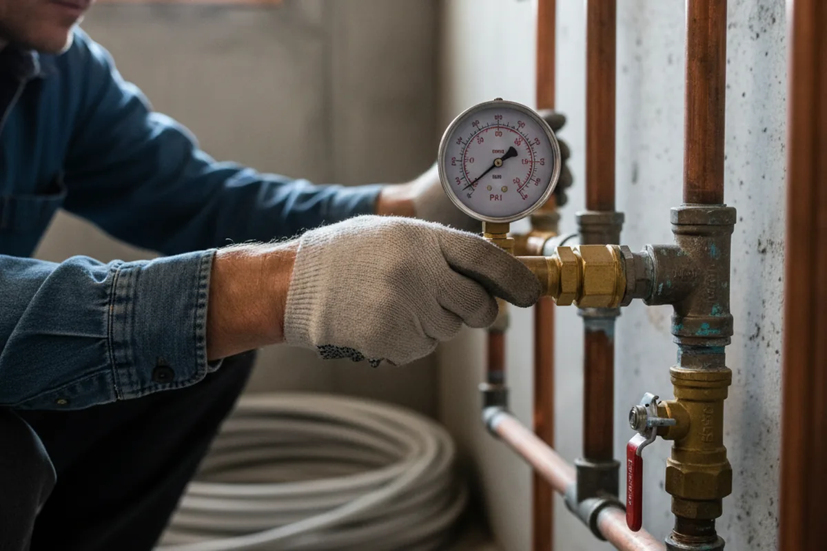 Pressure testing a repaired line during Water Line Repair in Howells